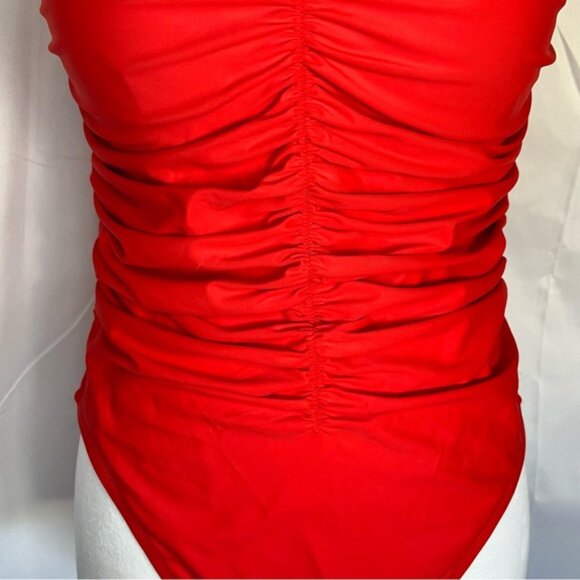 J. Crew Ruched Sweetheart One-Piece Swimsuit w/removable straps Red 12 - Picture 5 of 10